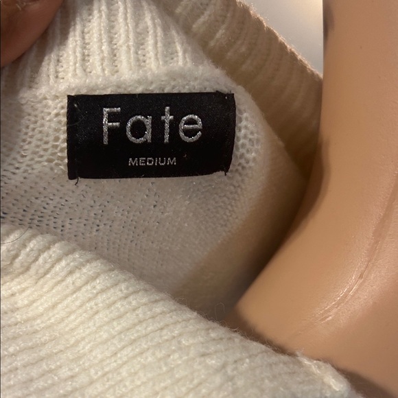 Fate Olive and Cream V-Neck Sweater - Picture 2 of 4